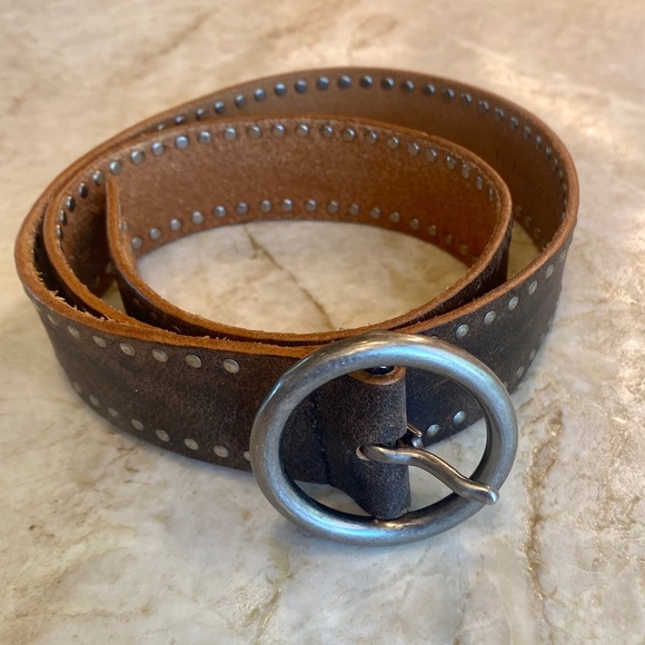 Olga Santini Accessories - Olga Santini Womens Leather Studded Belt Brown Silver Italy Large